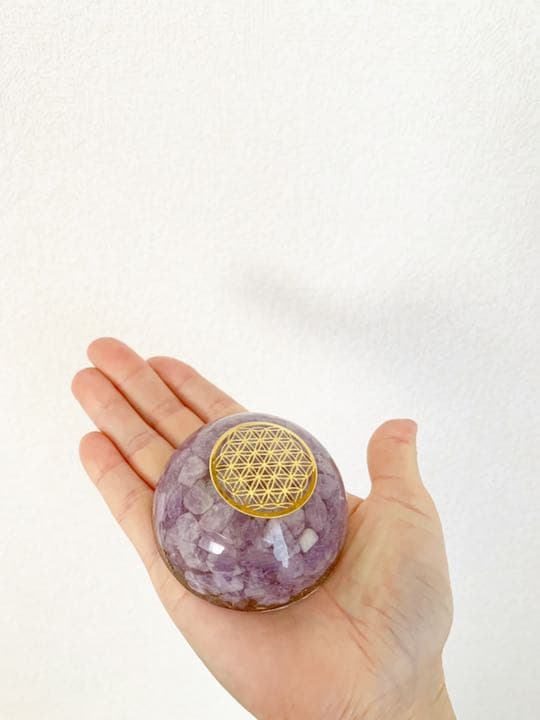 【ラベンダーアメジスト】ドーム型オルゴナイト（7cm）