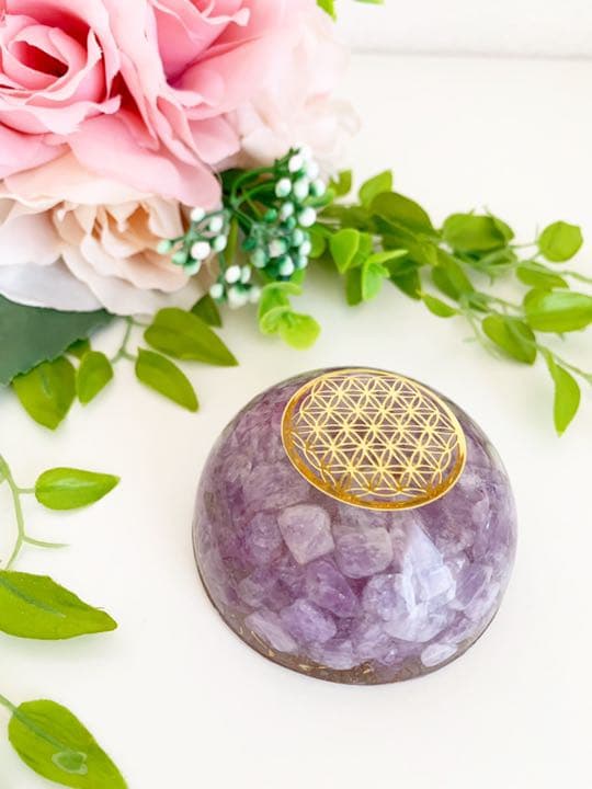 【ラベンダーアメジスト】ドーム型オルゴナイト（7cm）