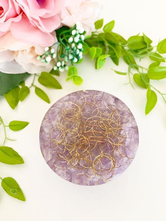 【ラベンダーアメジスト】ドーム型オルゴナイト（7cm）