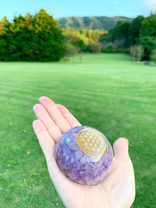 【ラベンダーアメジスト】ドーム型オルゴナイト（7cm）