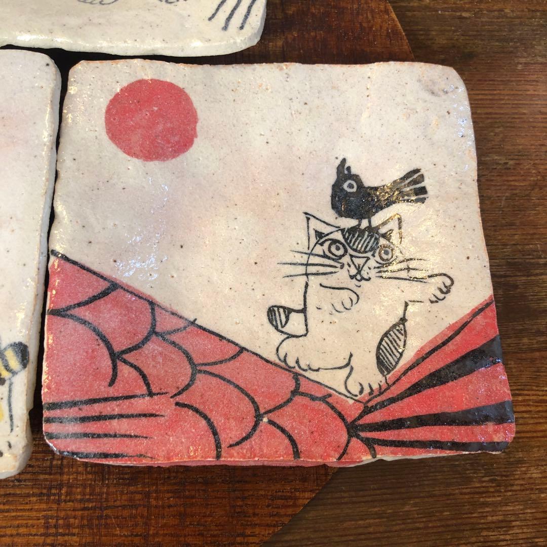 和食器作家物 匠シリーズ ￼猫のイラスト 皿 5枚セット