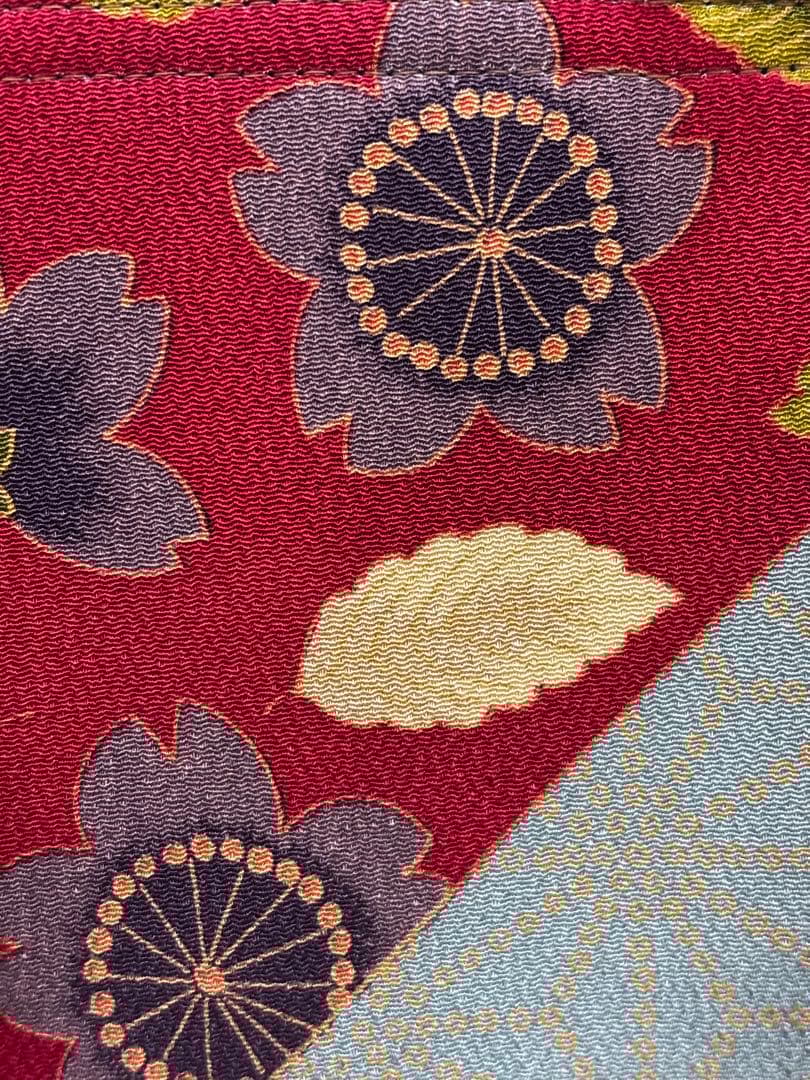 バッグ　正絹　バケツ型　紫織庵　パッチワークデザイン　桜　麻の葉　日本製　新品