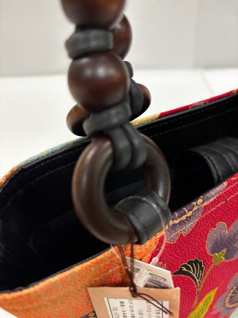 バッグ　正絹　バケツ型　紫織庵　パッチワークデザイン　桜　麻の葉　日本製　新品