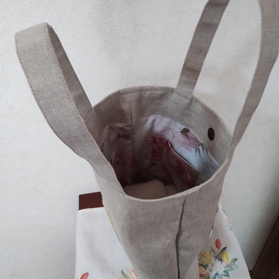 ハンドメイド ウ―ル刺繍 ポピ―のト―トバック