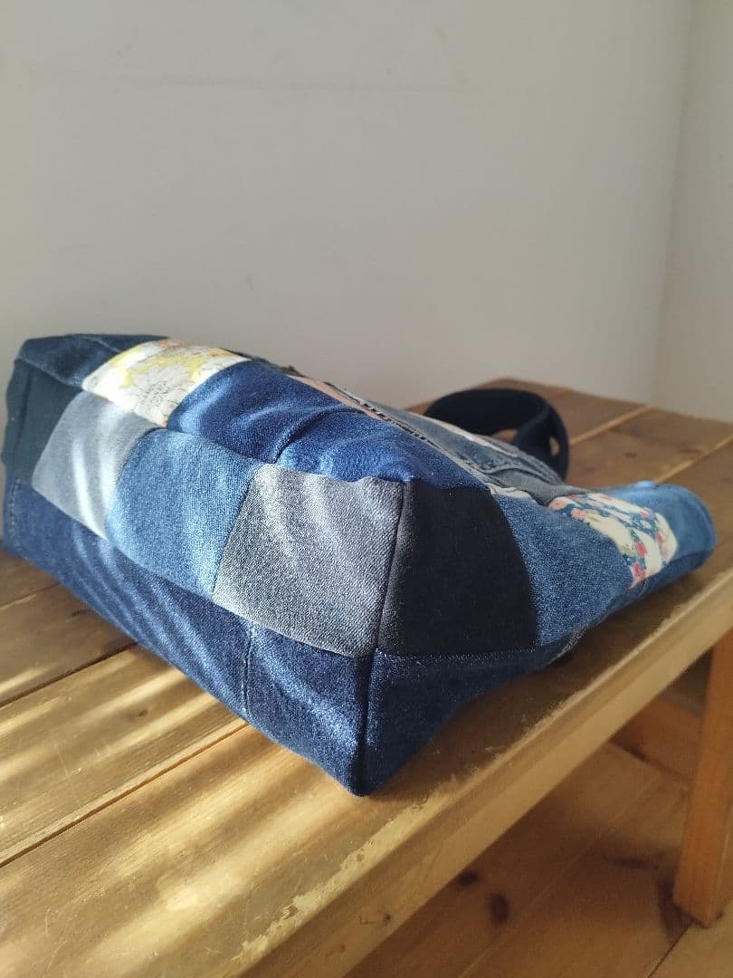 No.1346ハンドメイド★トートバッグ★デニムリメイク★パッチワーク