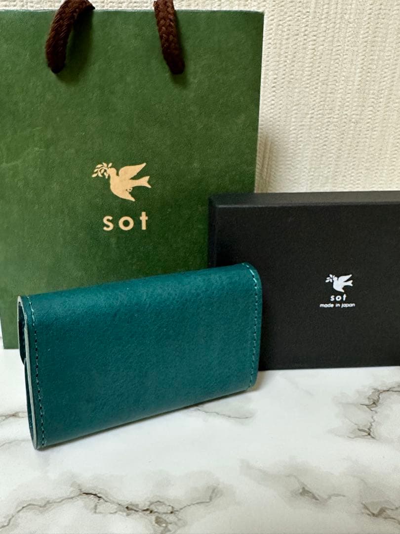 sot 青緑色 レザー ケース