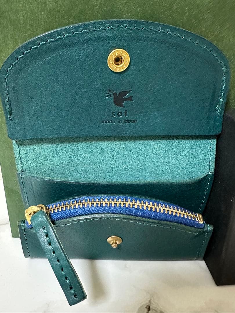sot 青緑色 レザー ケース