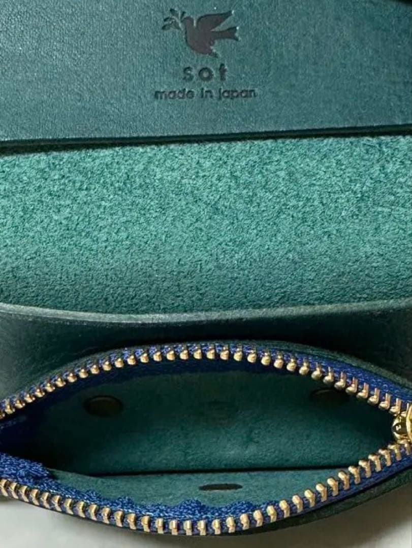 sot 青緑色 レザー ケース