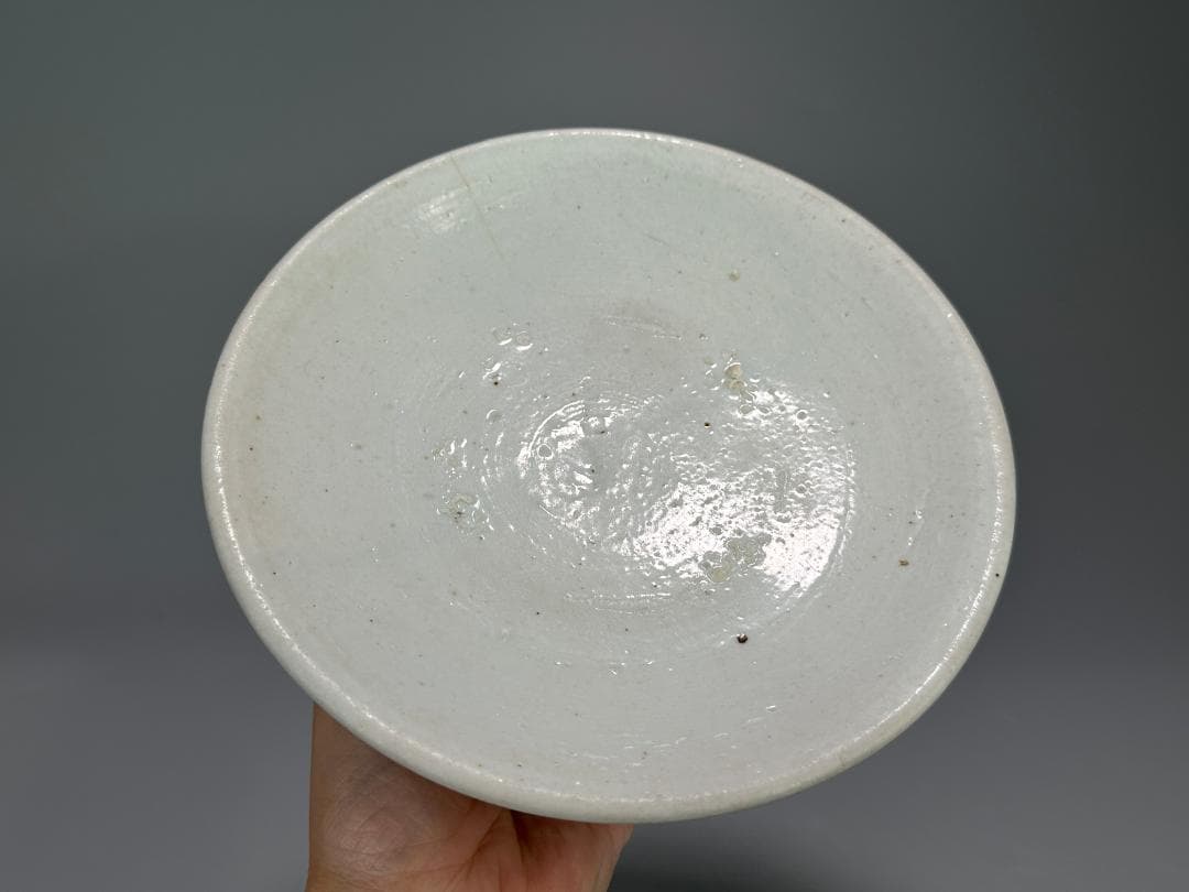 韓国美術　李朝時代李朝　白磁　台皿　李朝祭器台　白磁高足台 高足盤 朝鮮古陶磁