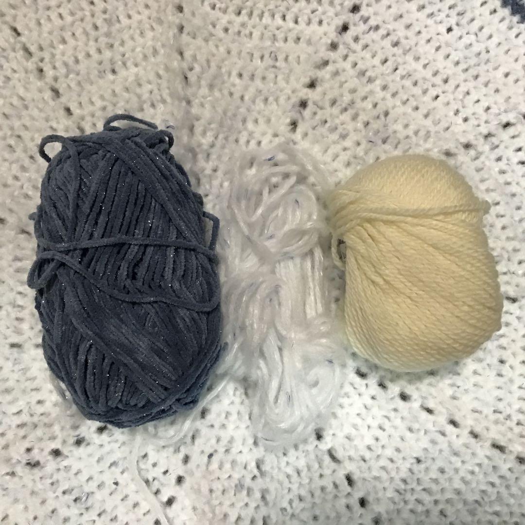 花束ブランケット　キラキララメ入り　秋桜　一点物　手編み