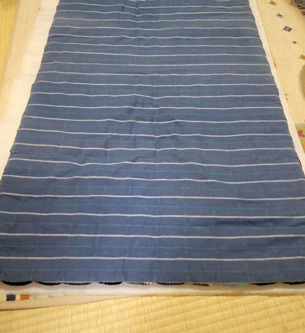 藍染め　古布　木綿　高級手芸品　120 × 67cm　なが座布団　上質　美品