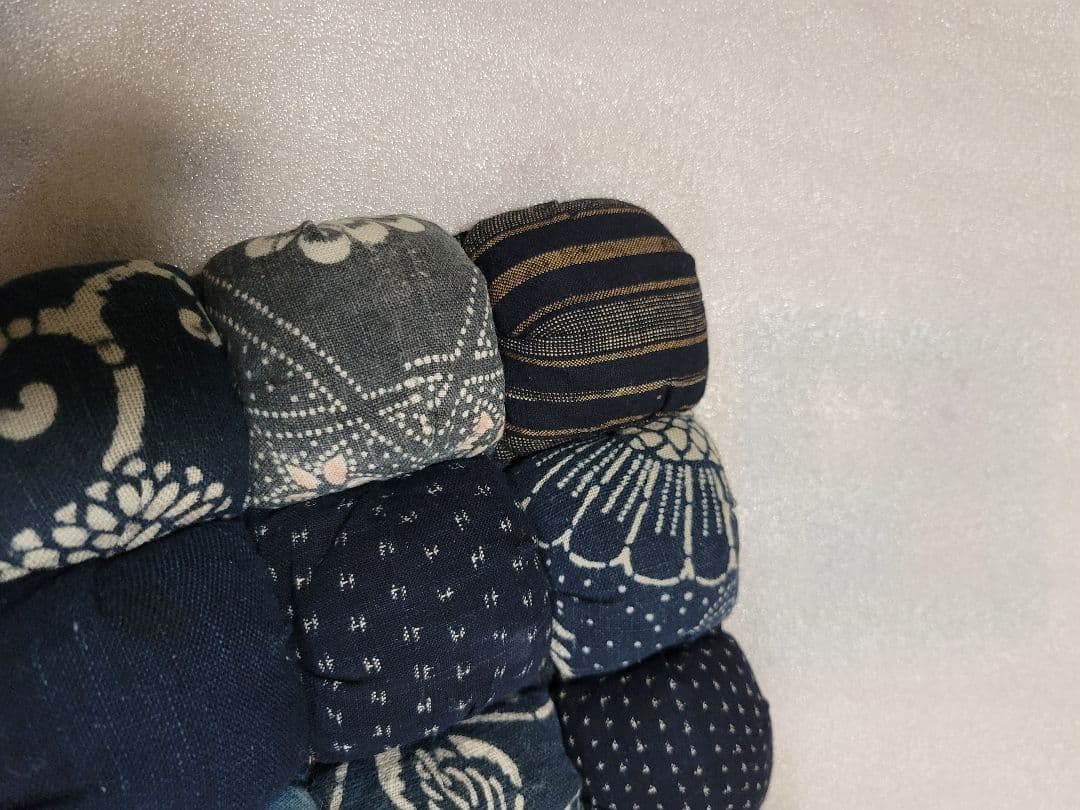 藍染め　古布　木綿　高級手芸品　120 × 67cm　なが座布団　上質　美品