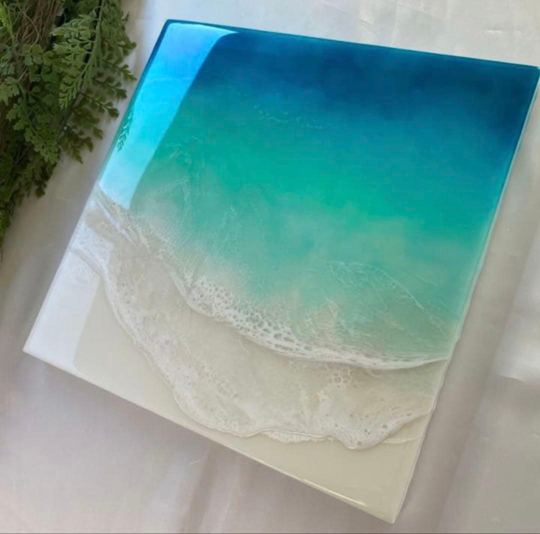 波と砂浜のレジンアート　オーシャン