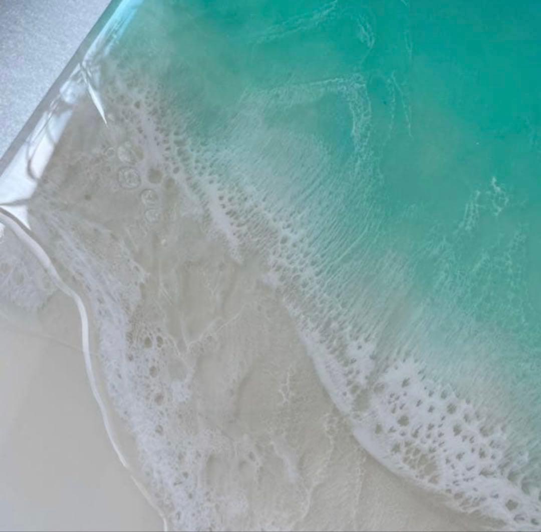 波と砂浜のレジンアート　オーシャン