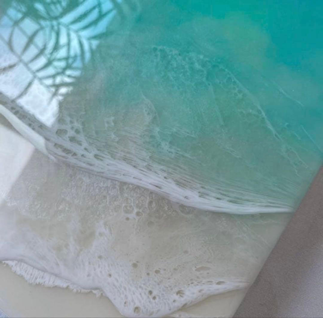 波と砂浜のレジンアート　オーシャン