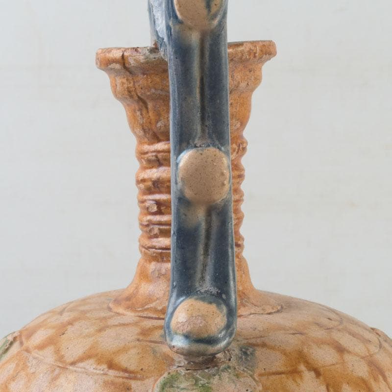 中国　唐三彩　神獣　双耳壷　花入　時代箱　V　9922A