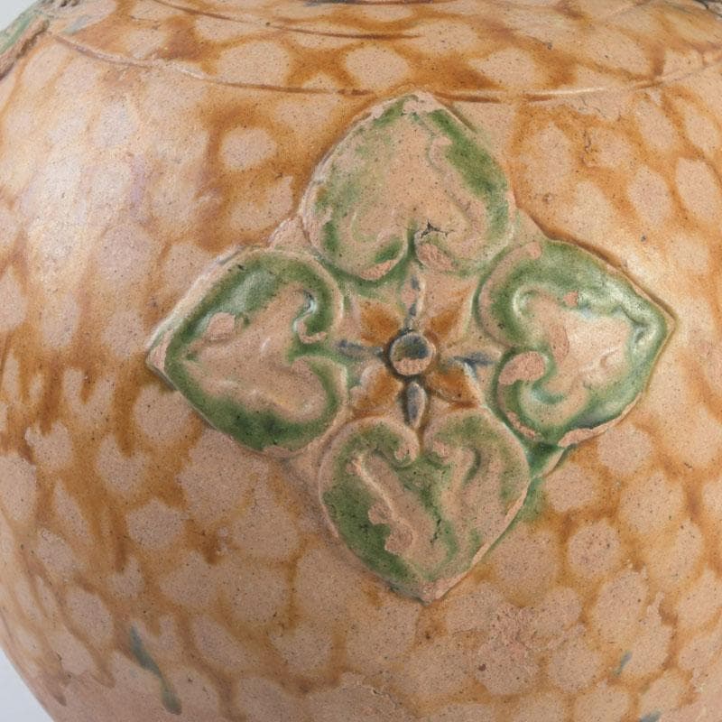 中国　唐三彩　神獣　双耳壷　花入　時代箱　V　9922A