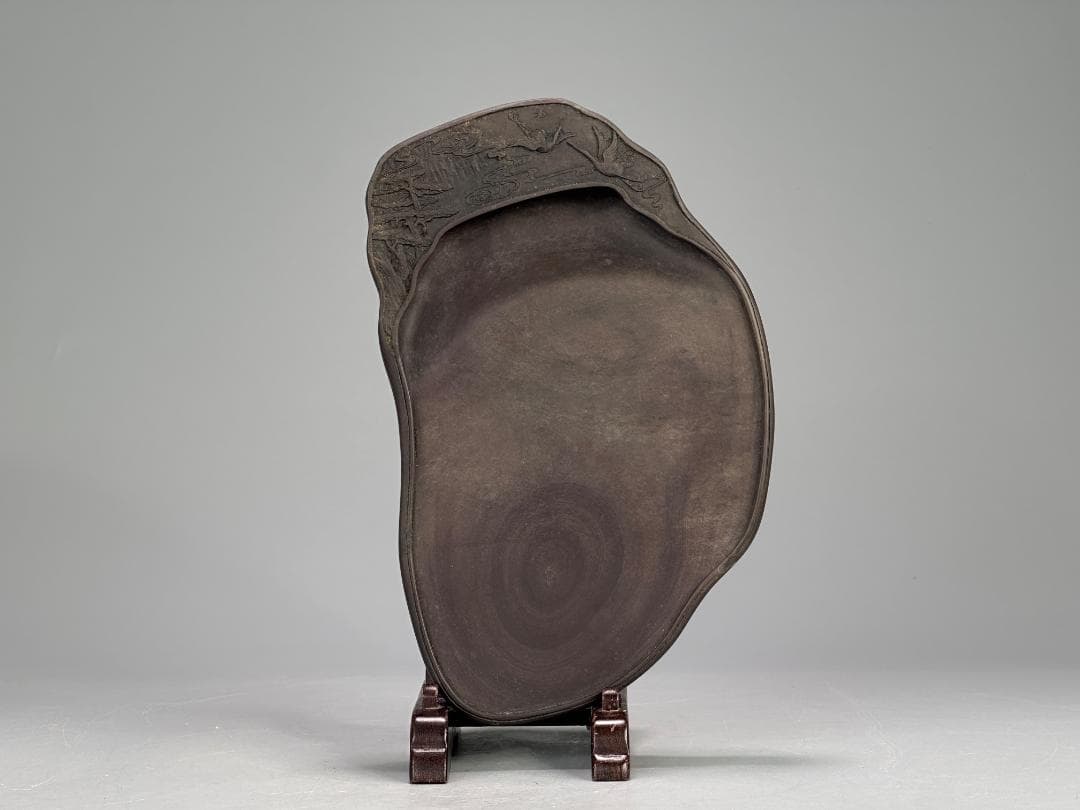 UM10SZW　中国美術　書道具　文房具　硯　松鶴文端渓硯　時代硯　唐物