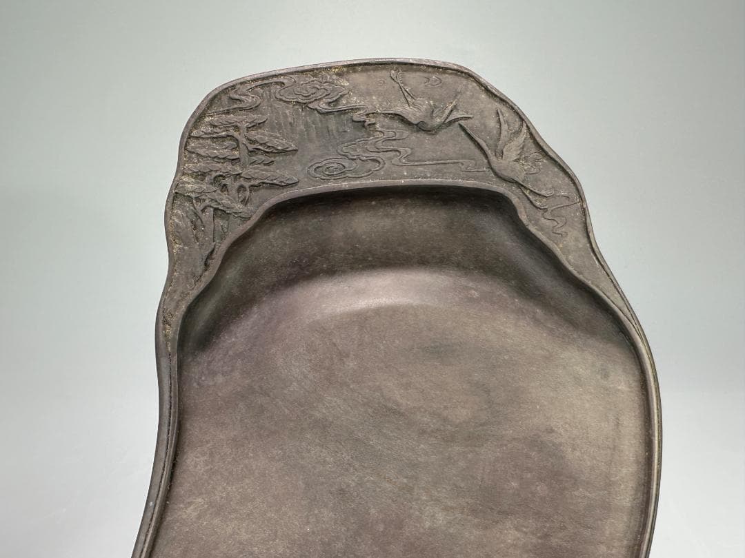 UM10SZW　中国美術　書道具　文房具　硯　松鶴文端渓硯　時代硯　唐物