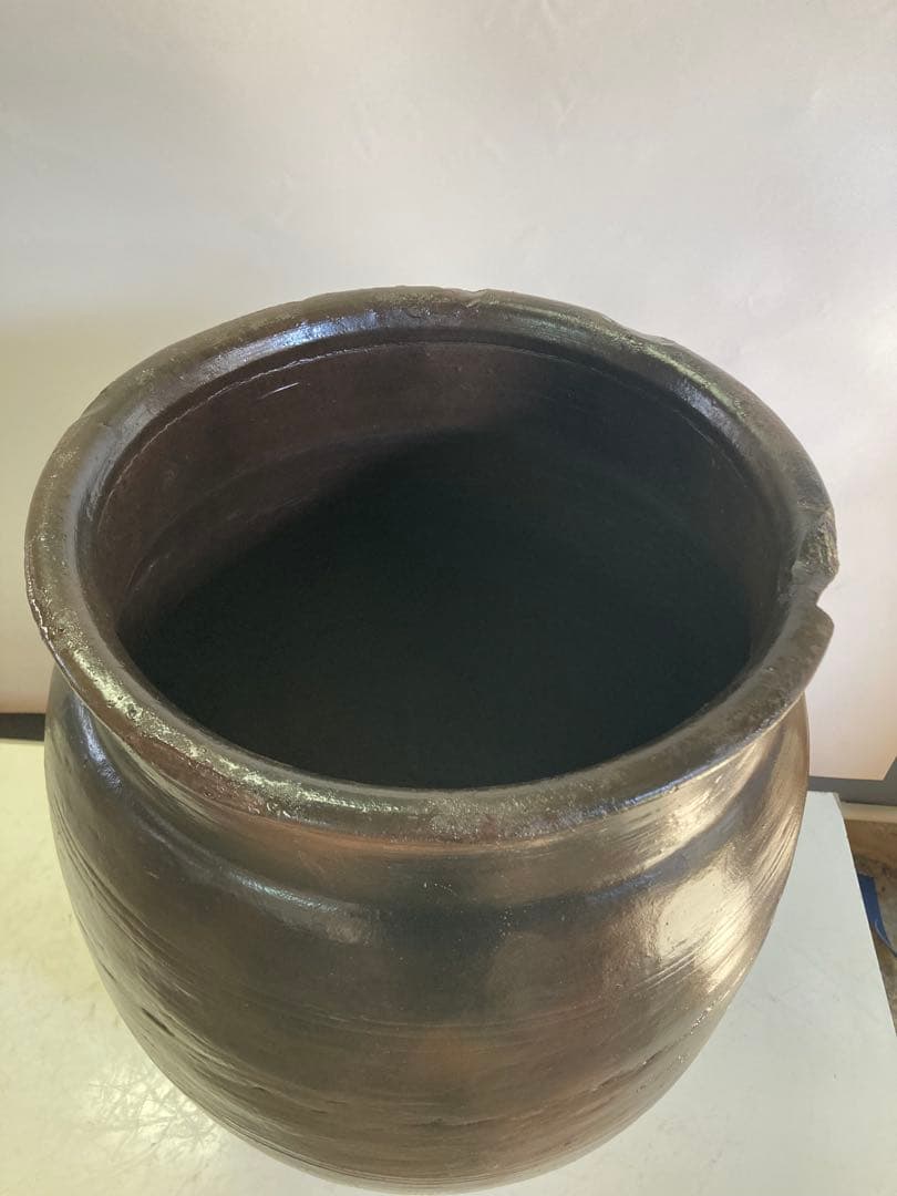 訳あり②壺 骨董 飾り壺 飴釉 大壺 水瓶 花器 昭和レトロ 高さ55センチ。