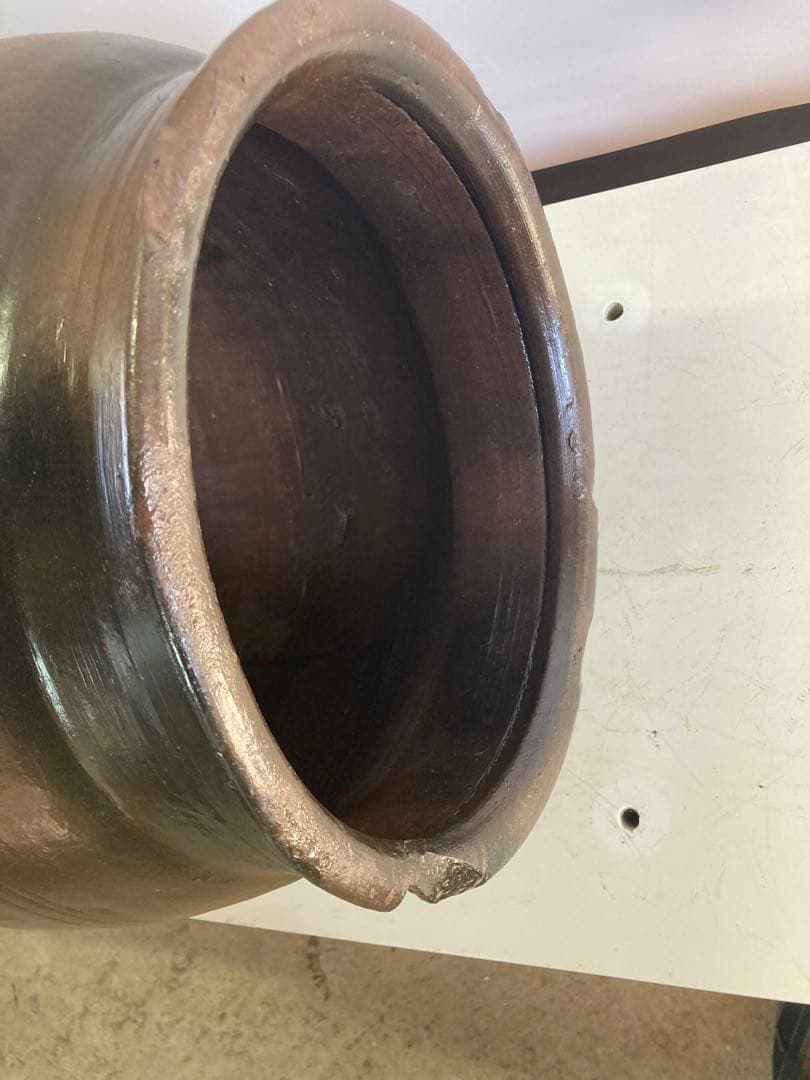 訳あり②壺 骨董 飾り壺 飴釉 大壺 水瓶 花器 昭和レトロ 高さ55センチ。