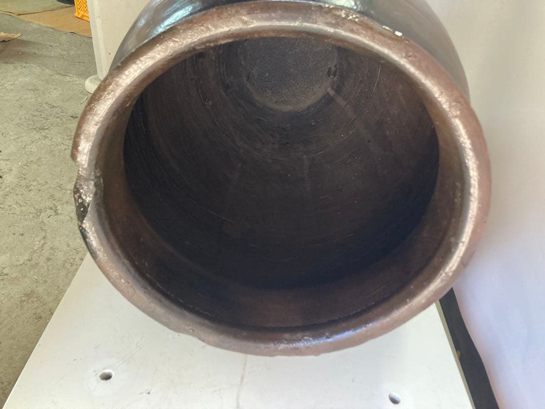 訳あり②壺 骨董 飾り壺 飴釉 大壺 水瓶 花器 昭和レトロ 高さ55センチ。