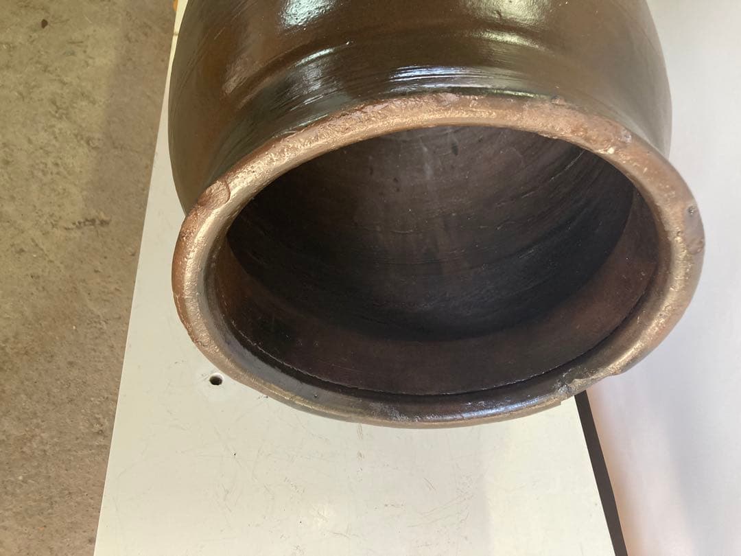 訳あり②壺 骨董 飾り壺 飴釉 大壺 水瓶 花器 昭和レトロ 高さ55センチ。