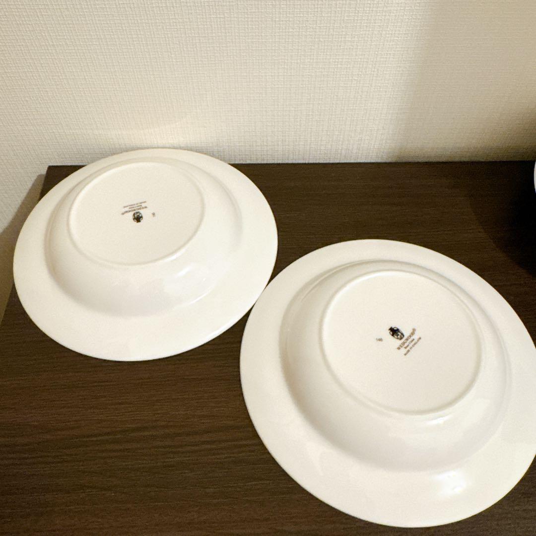 【6枚セット】ウェッジウッド ホワイトコノート　20cm プレート　黒壺