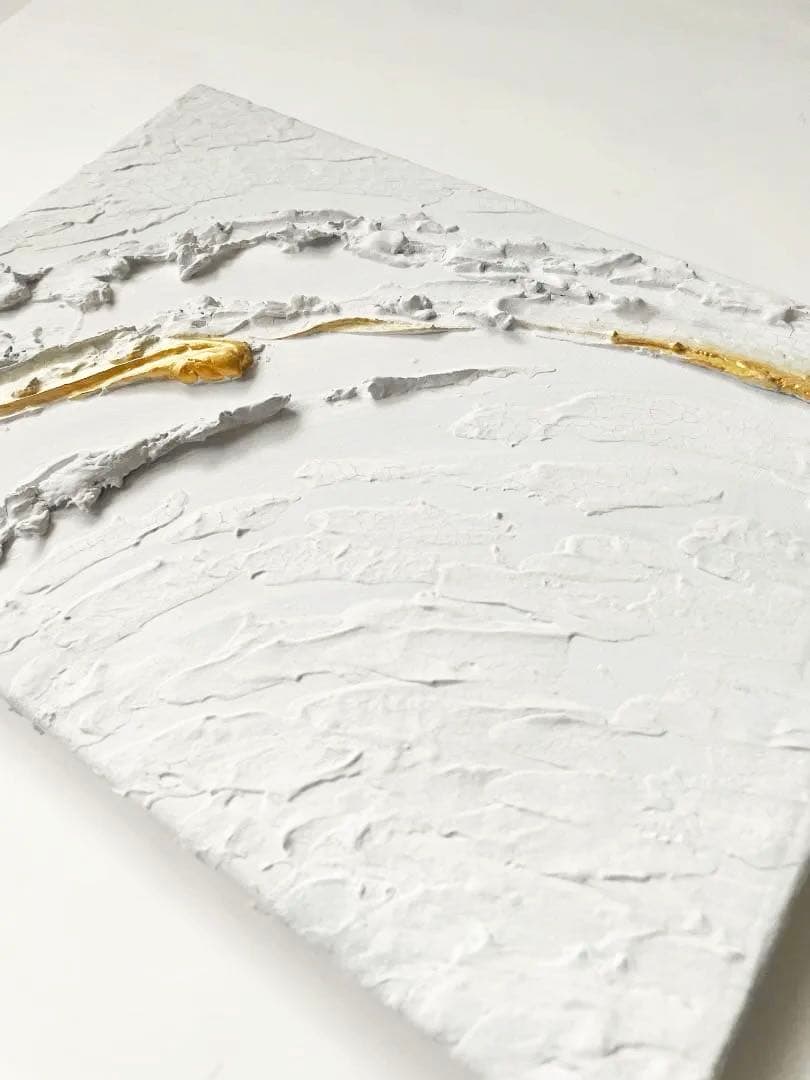 白と金の絵画｜テクスチャーアート