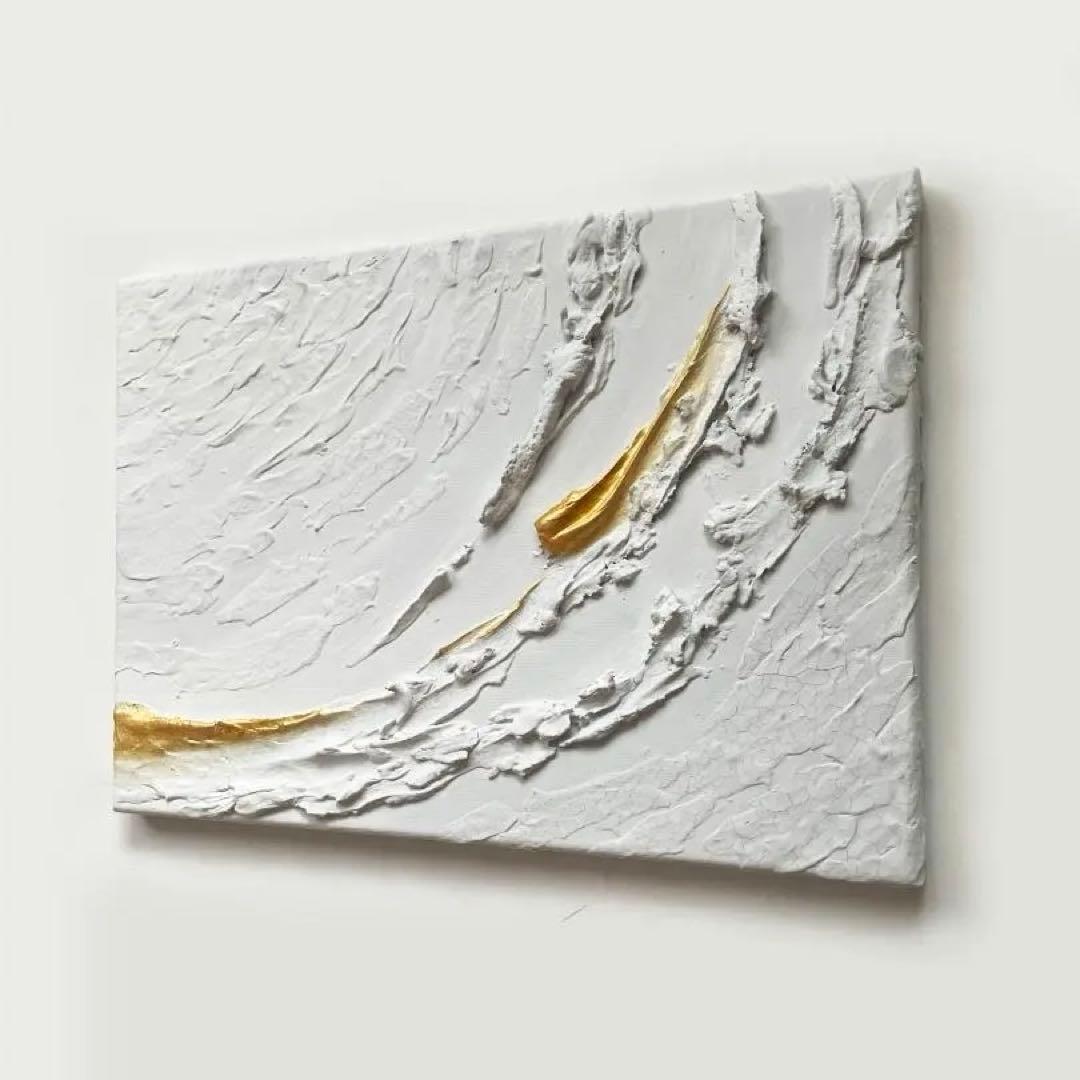 白と金の絵画｜テクスチャーアート