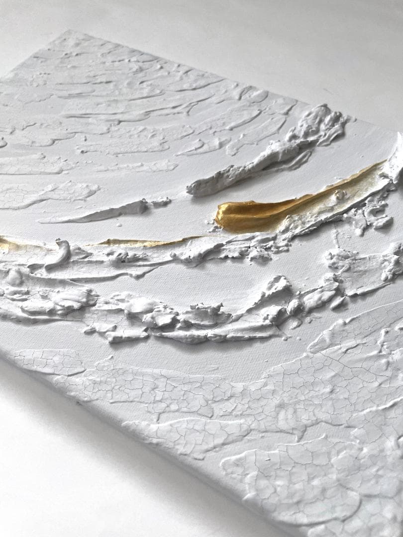 白と金の絵画｜テクスチャーアート