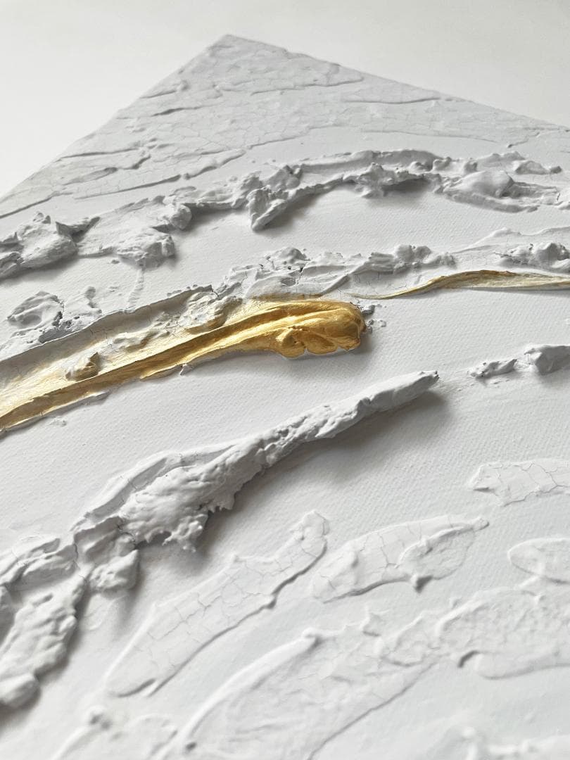 白と金の絵画｜テクスチャーアート