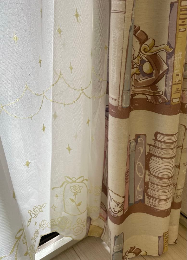 美女と野獣 裏地付 遮光カーテン レースカーテン 新生活 引っ越し