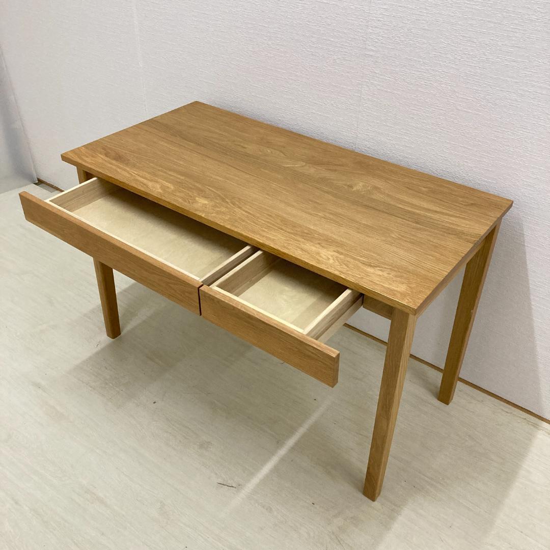 無印良品　オーク材　デスク　机　引き出し付　天然木
