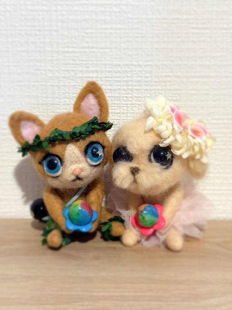 ハワイ風景パステル画とオリジナルキャラクター　プードルのAnelaちゃんセット