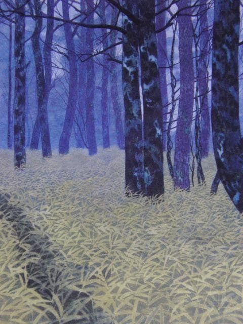 安居由紀夫、【林道】、希少な額装用画集より、新品額装付、状態良好