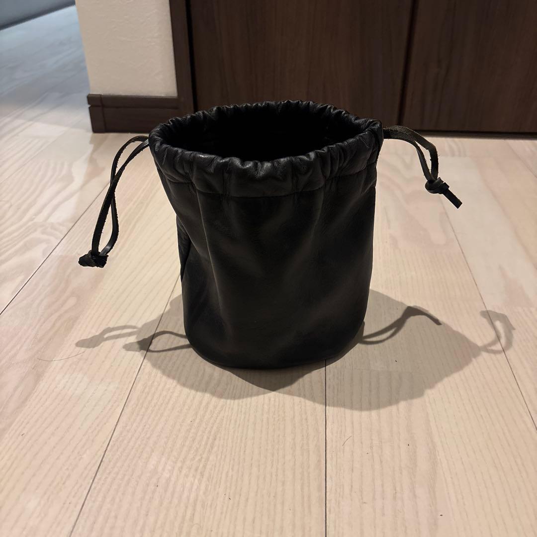 【別注】 damagedoneレザー巾着バック　黒