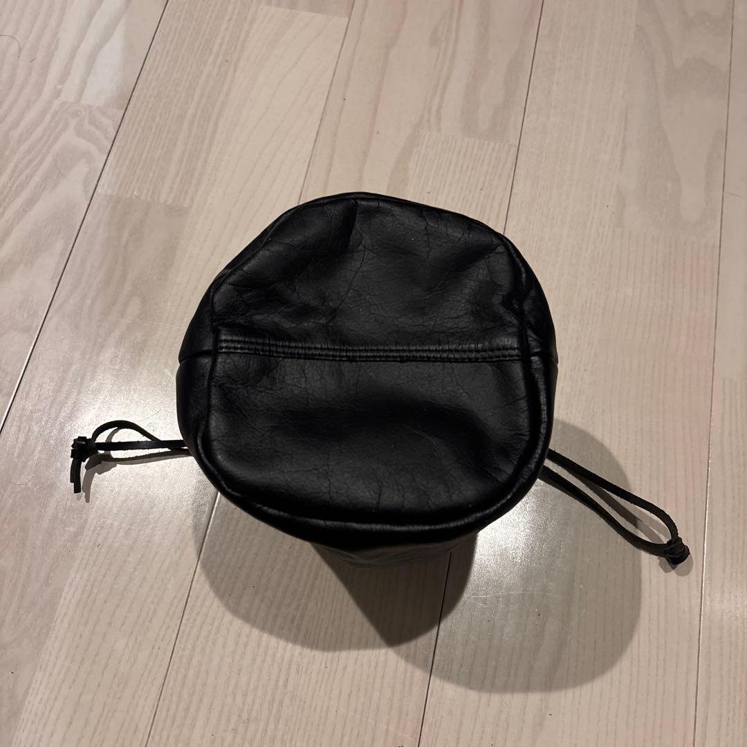 【別注】 damagedoneレザー巾着バック　黒