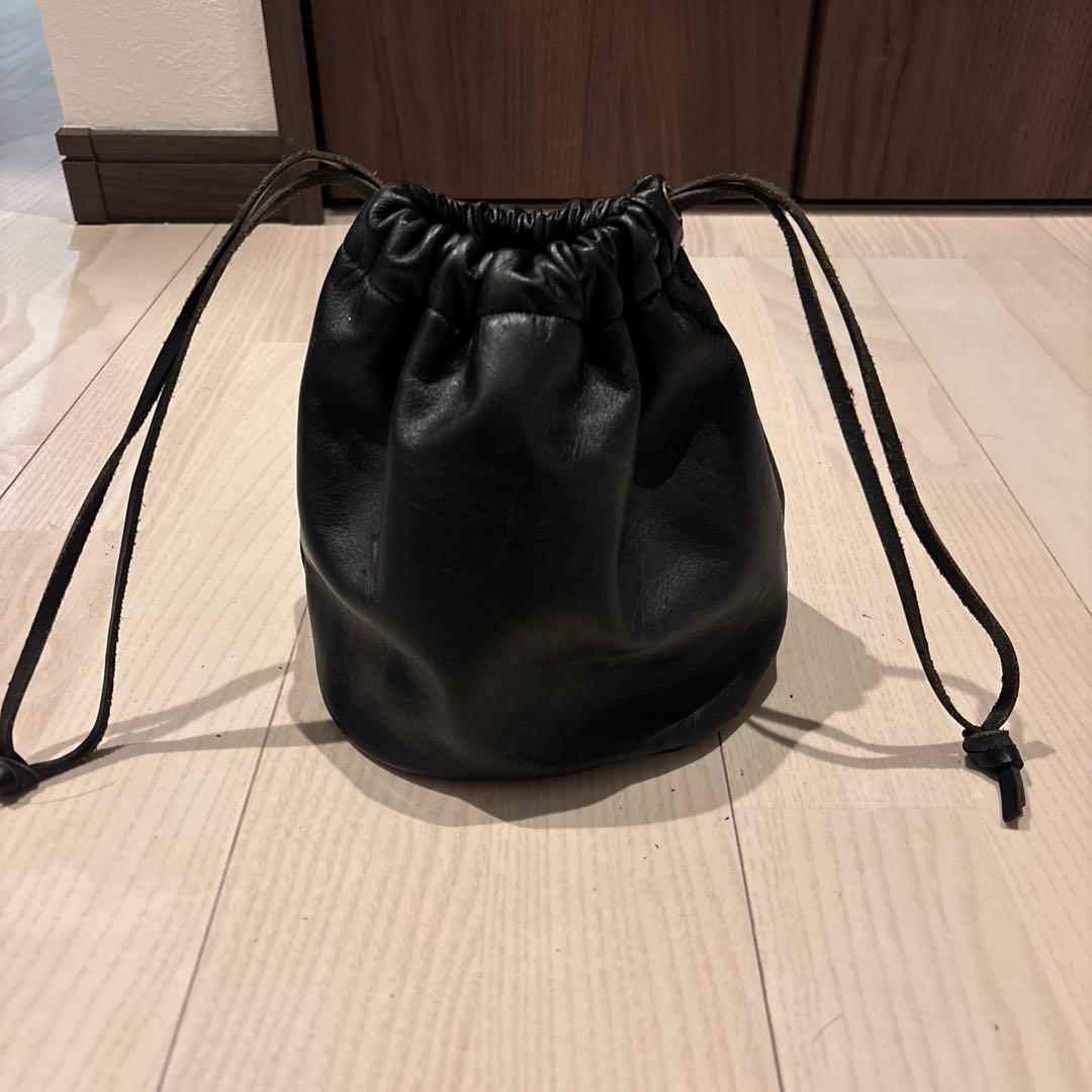 【別注】 damagedoneレザー巾着バック　黒