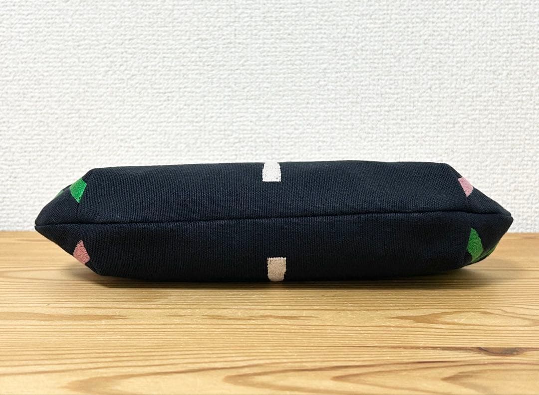 ハンドメイド がま口バッグ ポーチ ringo ネイビー ミナペルホネン 生地