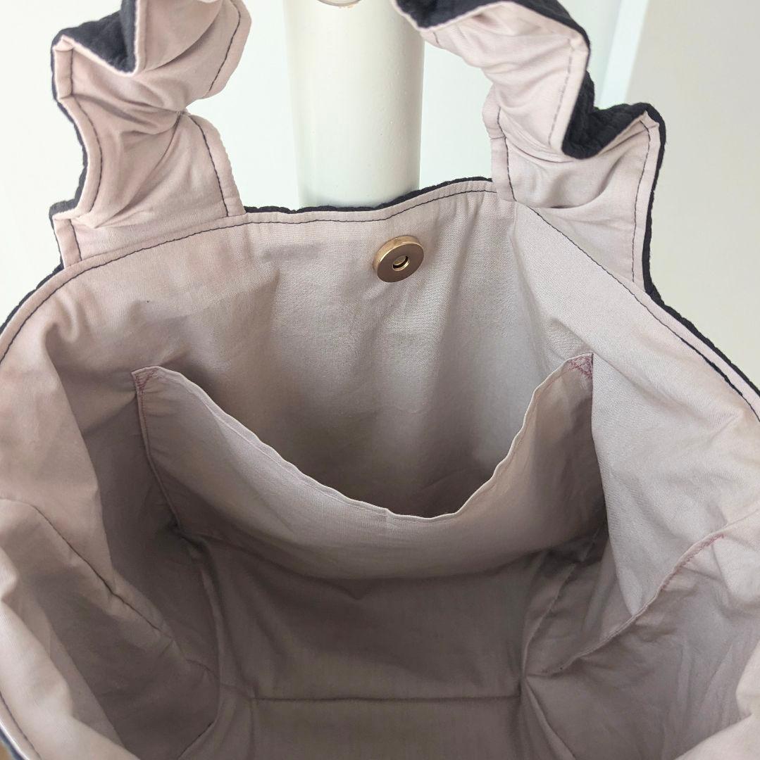 hinaꕤ*.゜様 フリルハンドル ヌビバッグ Ｓサイズ ランチトート