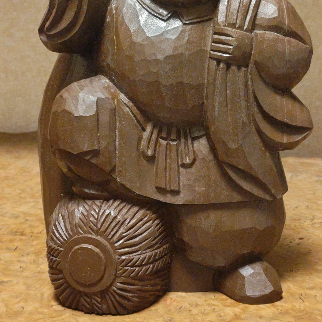 希少時代木彫　クスノキ一刀彫大黒天像36cm 香木骨董縁起飾品美術品骨董品茶道具