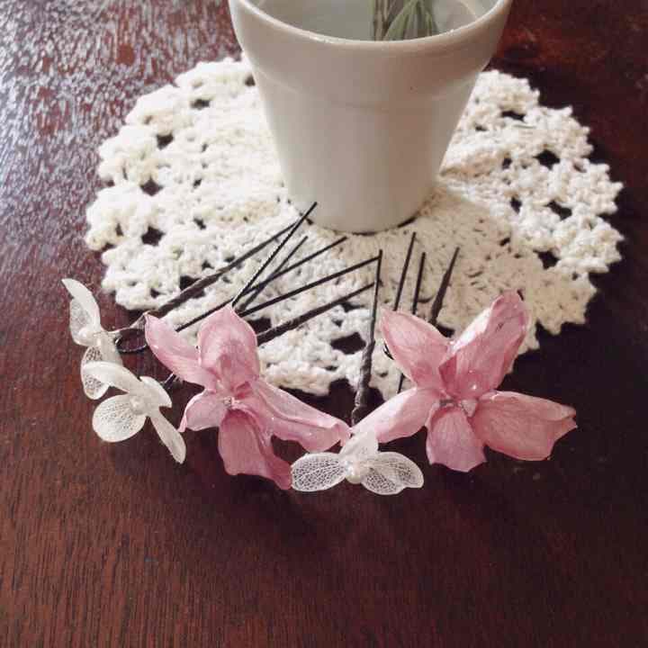 ビオラ＊すみれ風Uピン髪飾り 七五三 結婚式 ウエディング プリザーブドフラワー