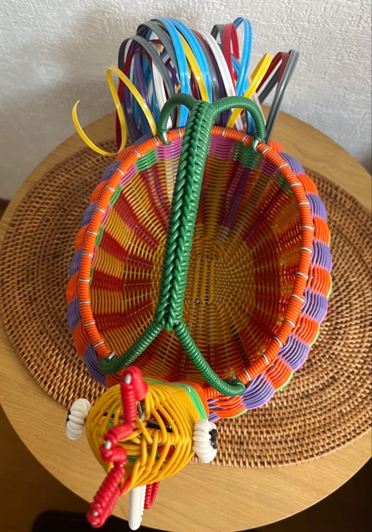 【新品未使用商品】メキシコ　カラフルワイヤーカゴ　にわとり