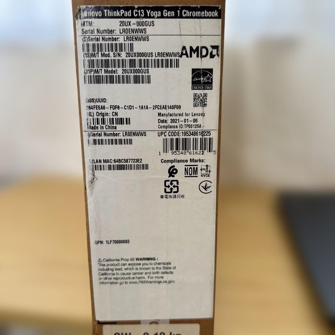 その他ノートPC本体 2in1 ThinkPad C13 Yoga Chromebook Ryzen5