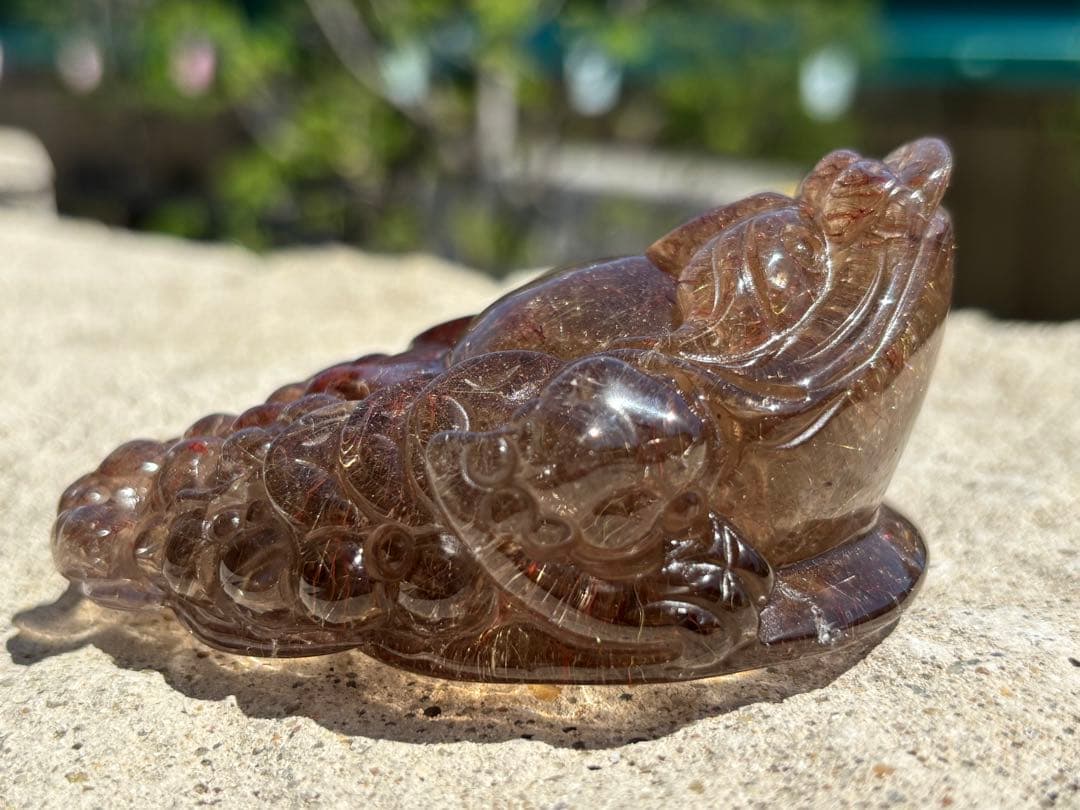 【金・財・商売・子宝・安産】三脚蛙・銭蛙⭐️ゴールド・レッド・ガーデン入りルチル