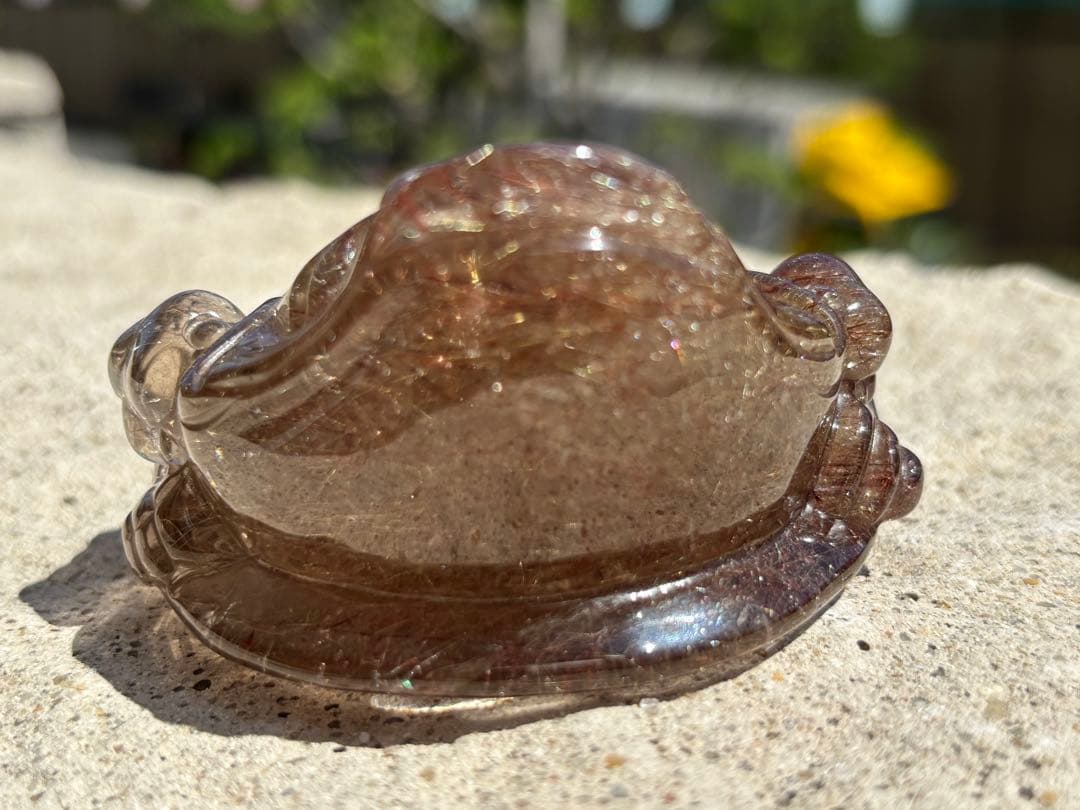 【金・財・商売・子宝・安産】三脚蛙・銭蛙⭐️ゴールド・レッド・ガーデン入りルチル