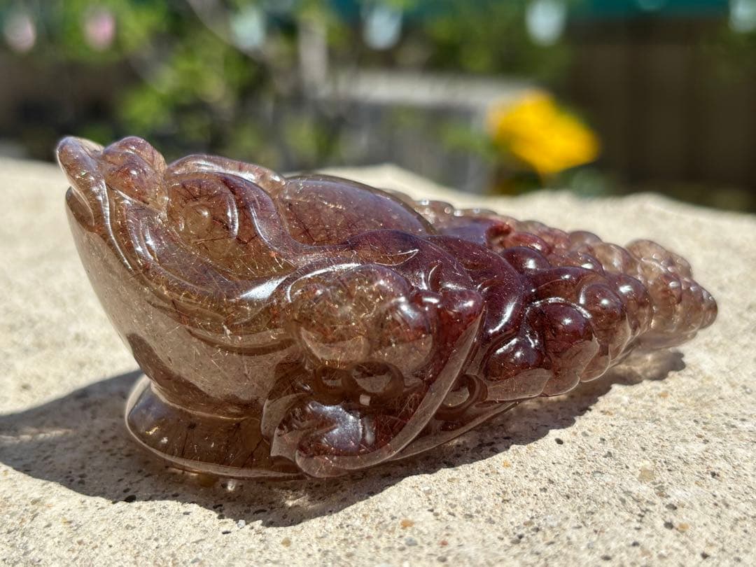 【金・財・商売・子宝・安産】三脚蛙・銭蛙⭐️ゴールド・レッド・ガーデン入りルチル