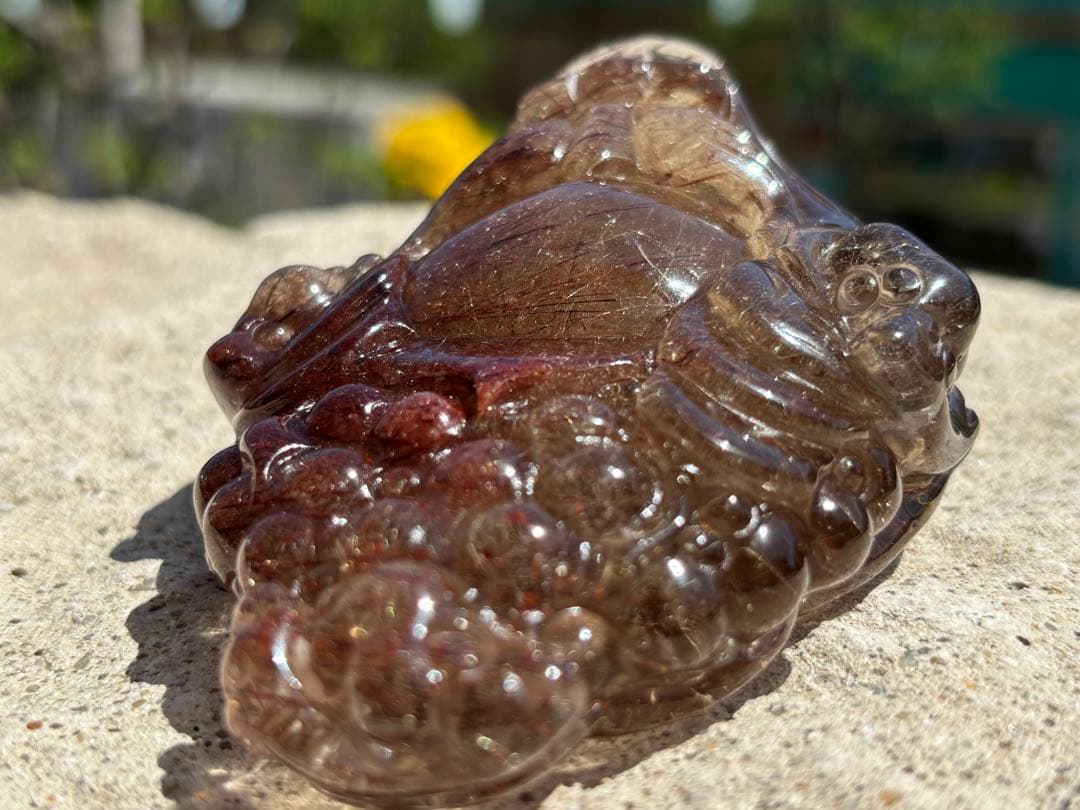 【金・財・商売・子宝・安産】三脚蛙・銭蛙⭐️ゴールド・レッド・ガーデン入りルチル