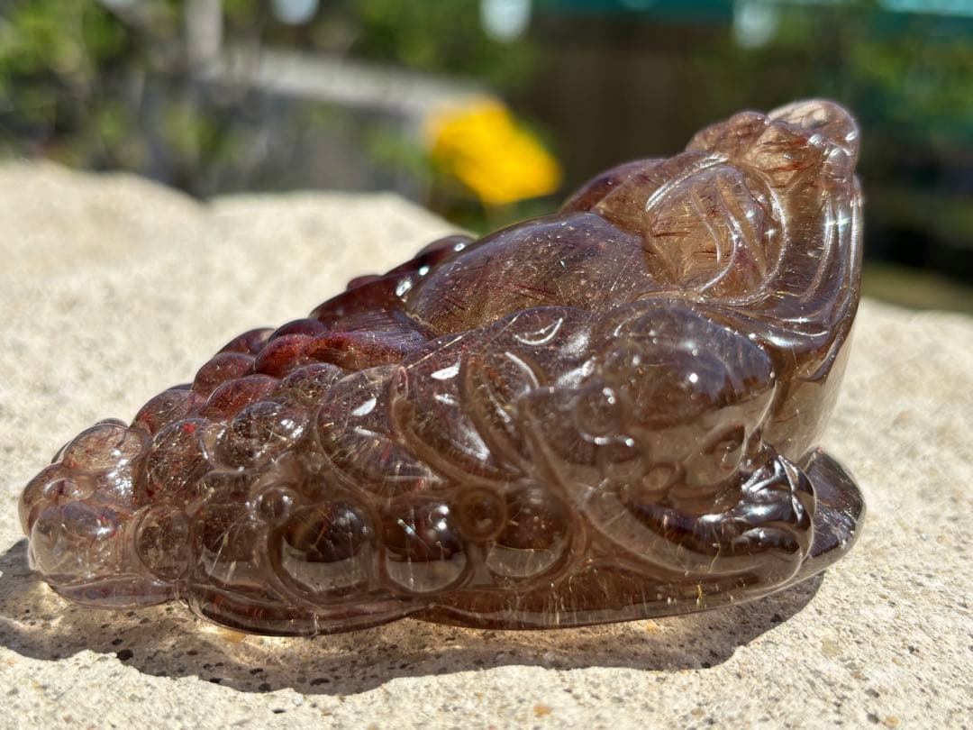 【金・財・商売・子宝・安産】三脚蛙・銭蛙⭐️ゴールド・レッド・ガーデン入りルチル